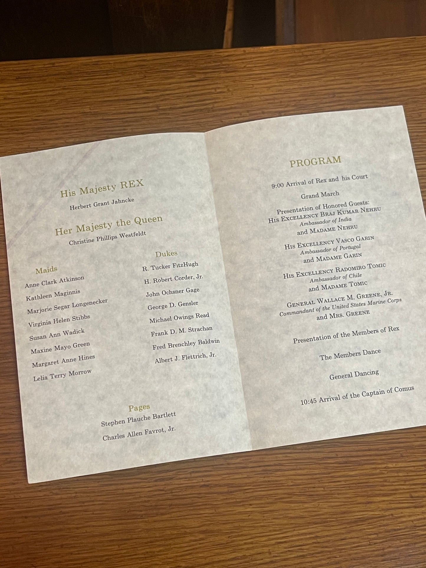 Vintage 1966 Krewe of Rex Grand Ball 95th Year program