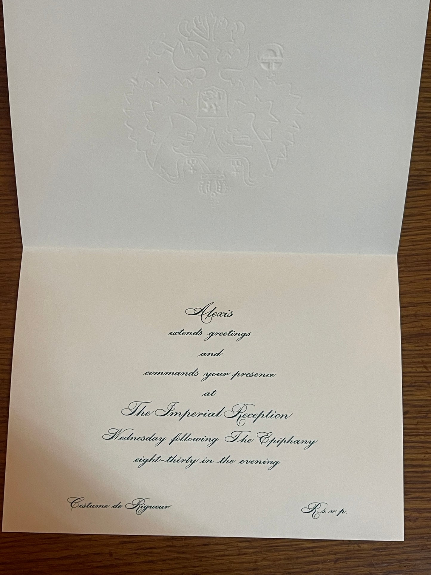 Vintage 1974 Alexis Imperial Reception invitation Russia and ball card