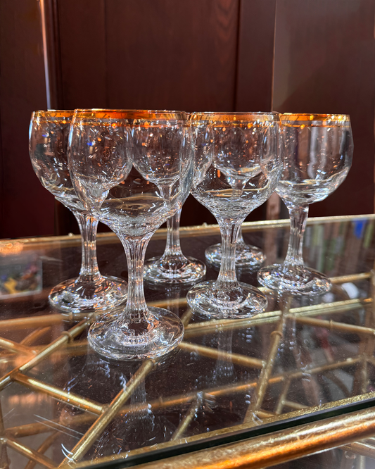 Wine Goblet 24 Karat Gold Rim Crystal