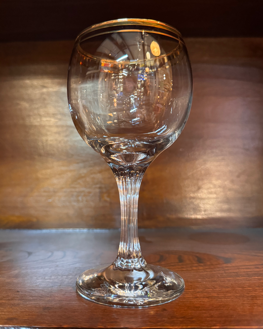 Wine Goblet 24 Karat Gold Rim Crystal