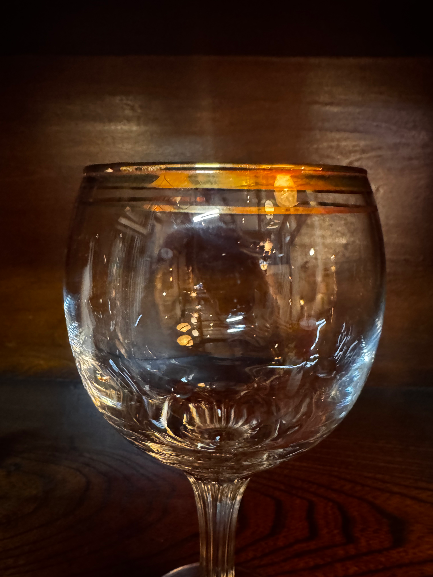 Wine Goblet 24 Karat Gold Rim Crystal