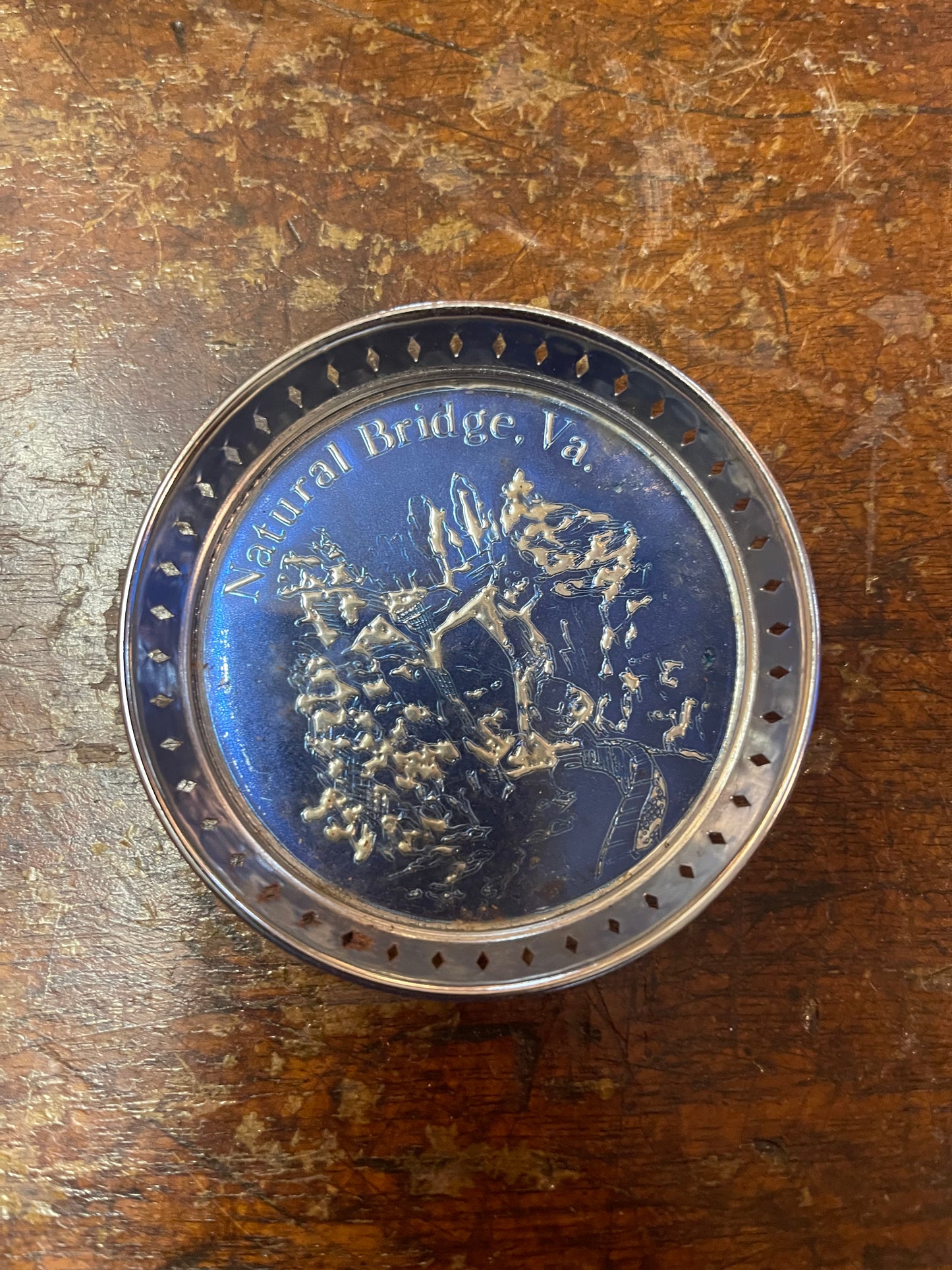 Vintage Metal Natural Bridge, VA Ash Tray Trinket Tray