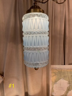 1970's Cylinder Blue Frost Glass Pendant