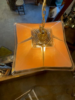 Art Deco Pink Frosted Square Depression Era Light