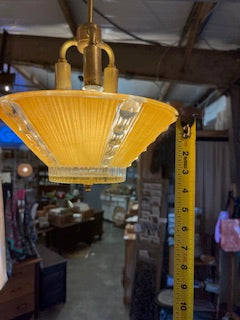 Art Deco Pink Frosted Ribbed Glass Light