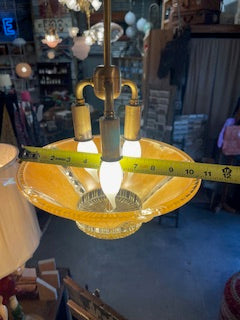 Art Deco Pink Frosted Ribbed Glass Light