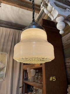 Art Deco Pendant Fixture With Hobnail Bottom