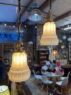 Vintage Art Deco Milk Glass Light Shades