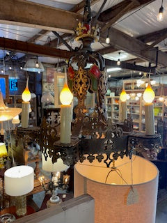 1920's Gothic Brass Chandelier
