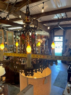 1920's Gothic Brass Chandelier