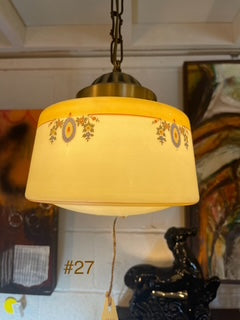 1920's Original Stenciled Schoolhouse Globe Pendant Light