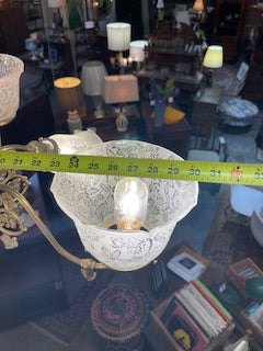 Vintage 6 Light Gas to Electric Brass Chandelier