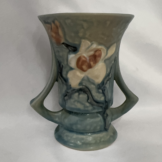 40s ROSEVILLE Blue Magnolia Vase