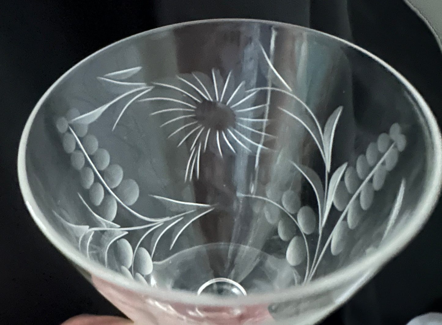 Floral Etched Cordial Glasses (Set of 3)