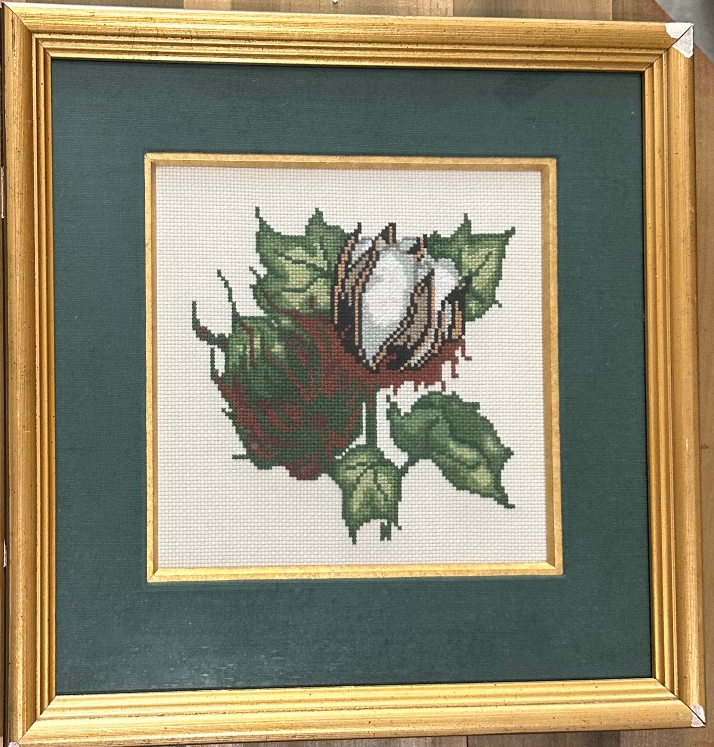 Cotton Design Cross-Stitch Framed