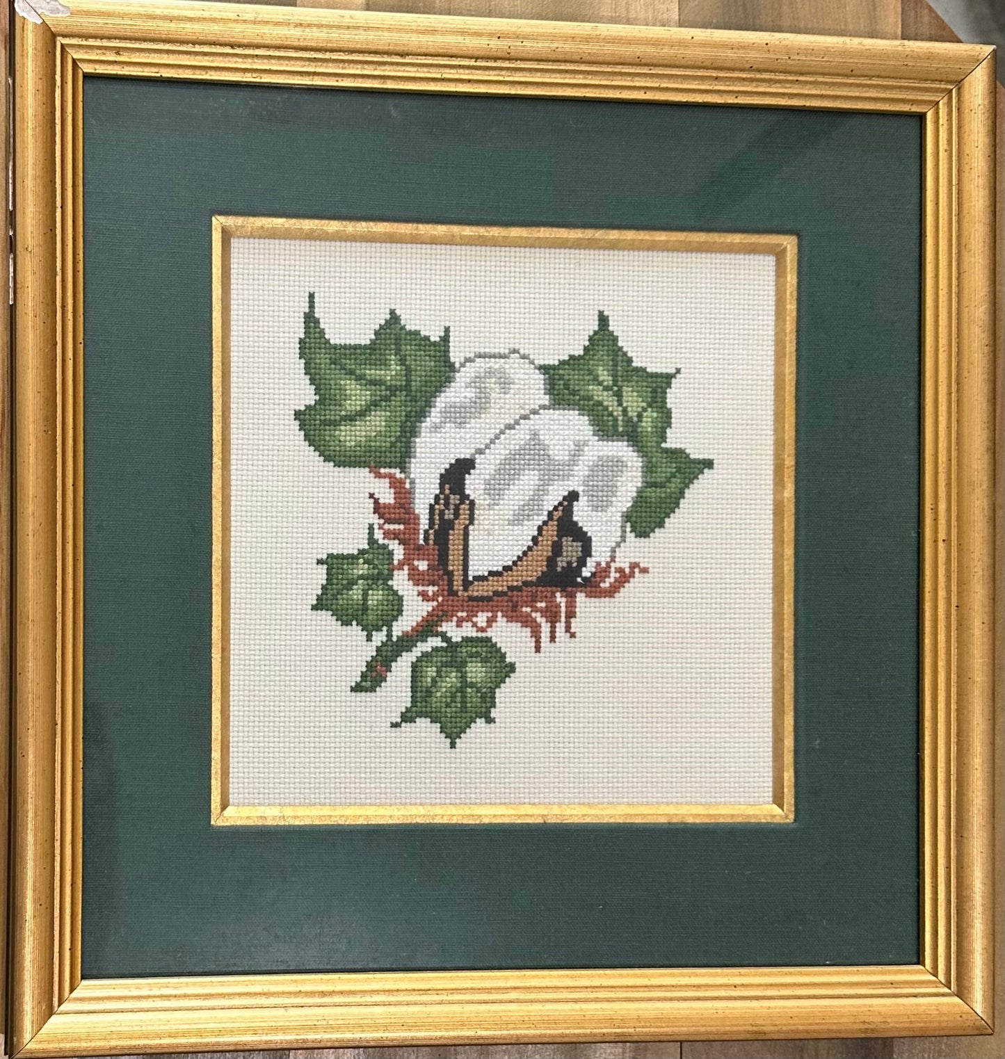 Cotton Design Cross-Stitch Framed
