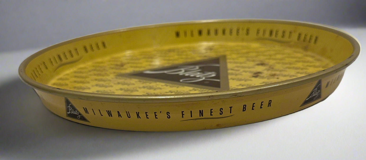 1940's Metal Blatz Beer Tray Yellow
