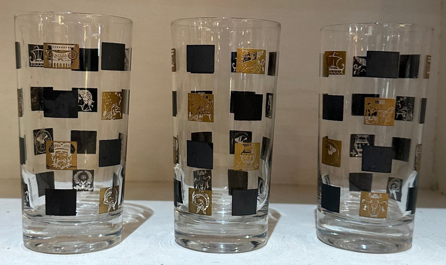 Cera Cora Greek Squares Highball Glasses