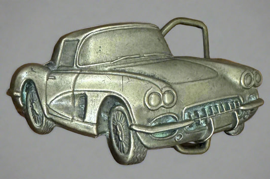 Vintage Brass Corvette Belt Buckle CS