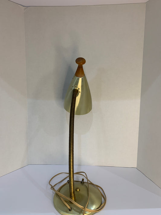 Gold MCM Gooseneck Metal Lamp