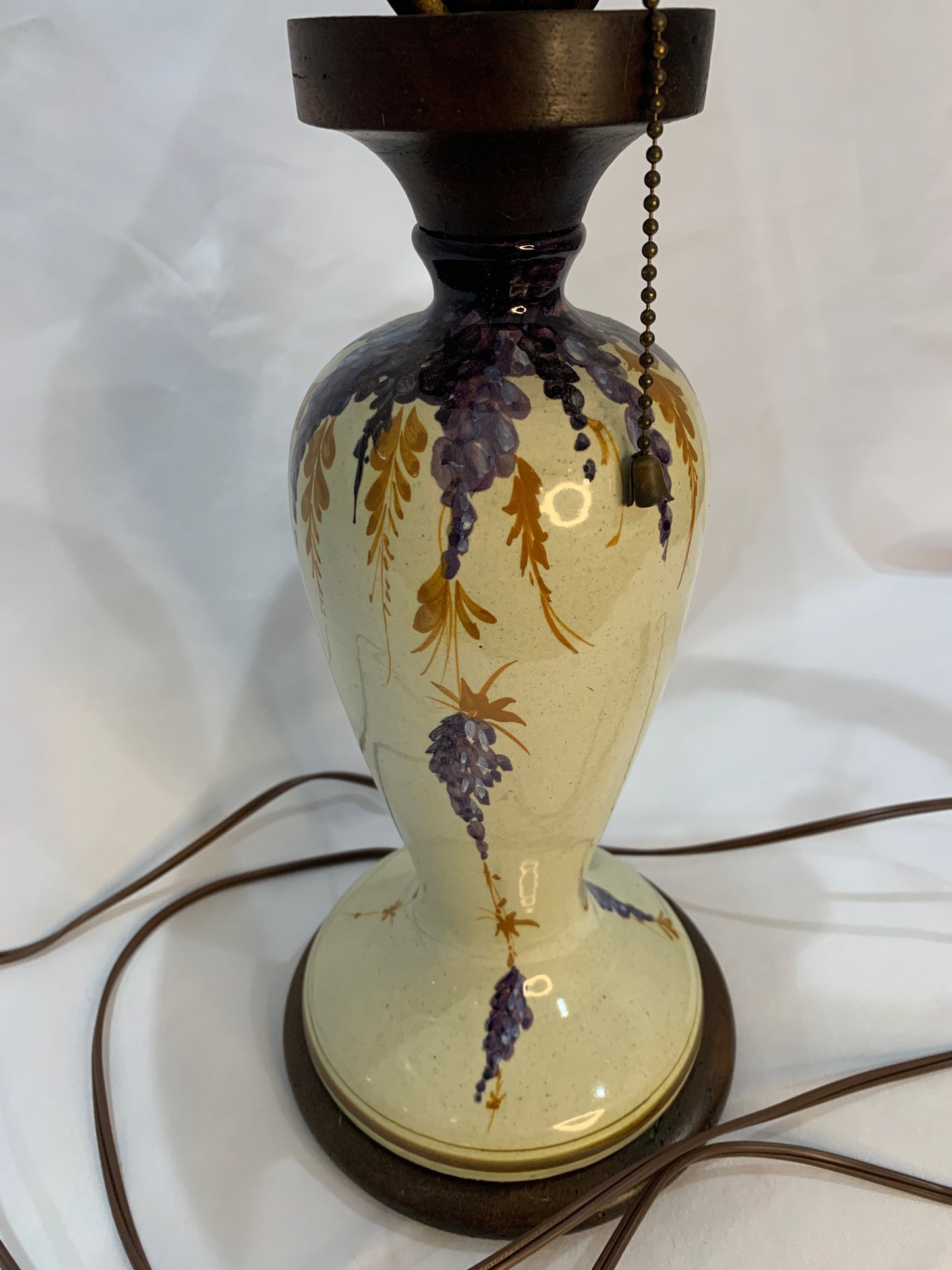 Vintage Hand Painted Ceramic Lamp - Newly Wired