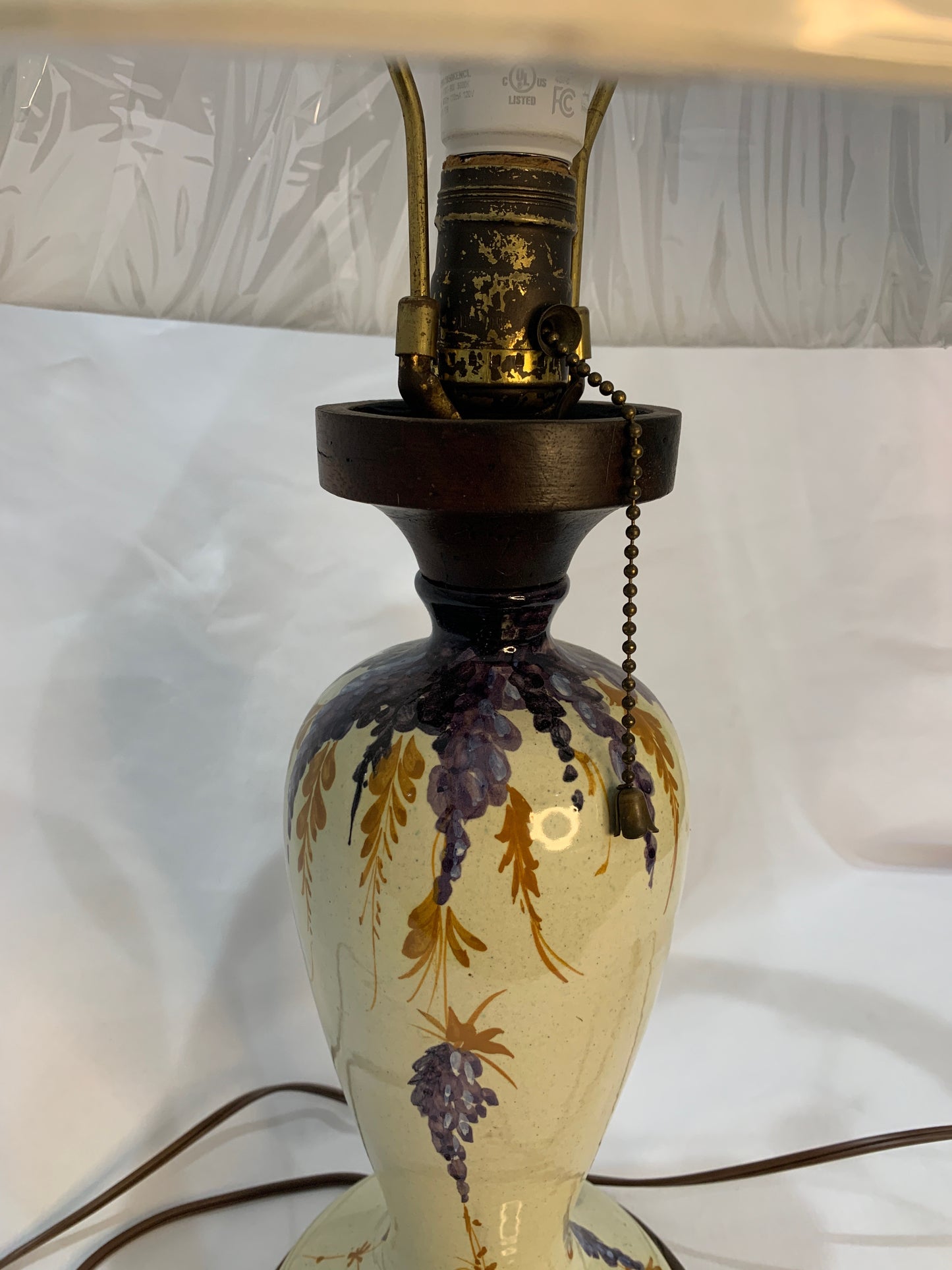Vintage Hand Painted Ceramic Lamp - Newly Wired