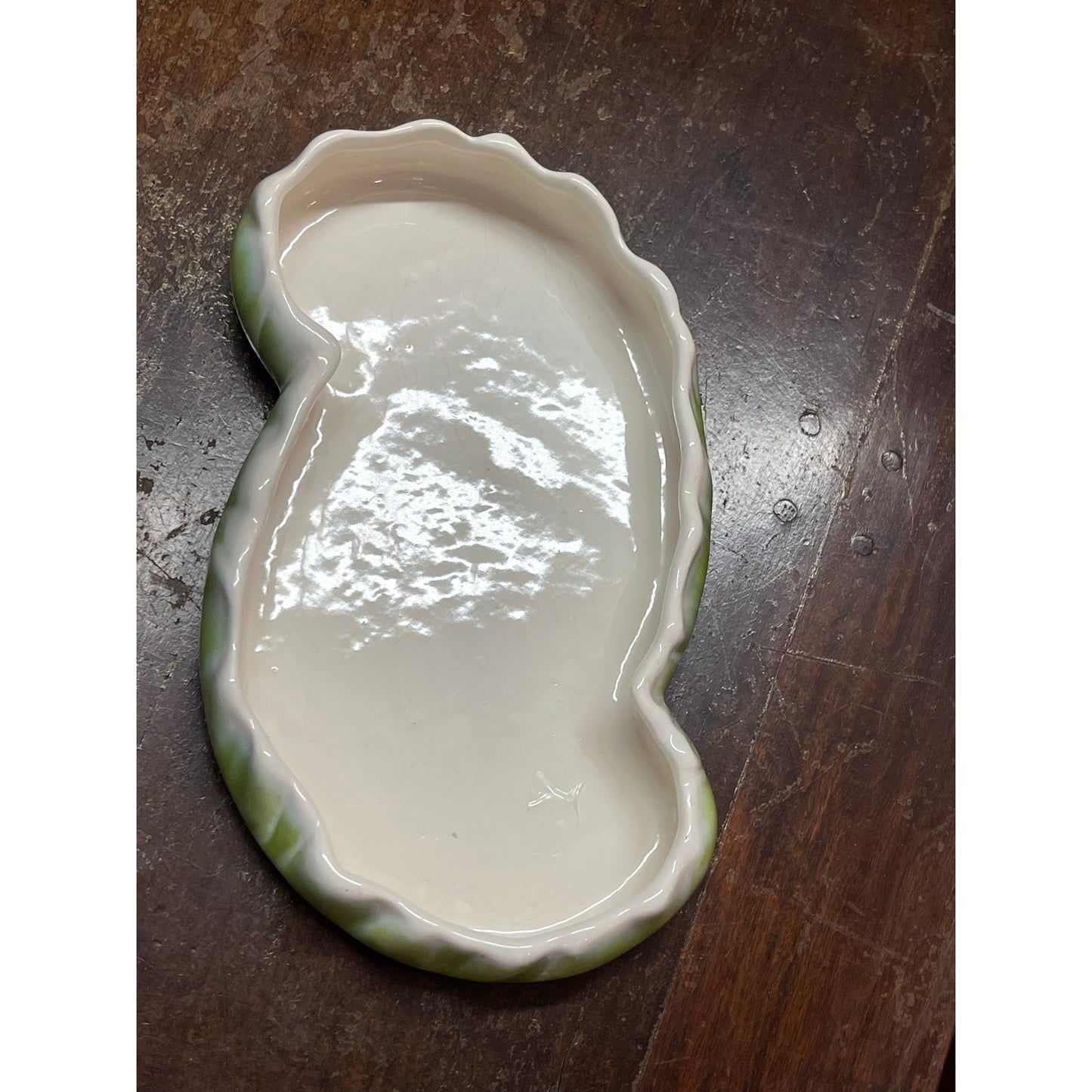 Vintage MCM Mid-Century Haeger Pottery Ceramic Scalloped Console Catch all Bowl