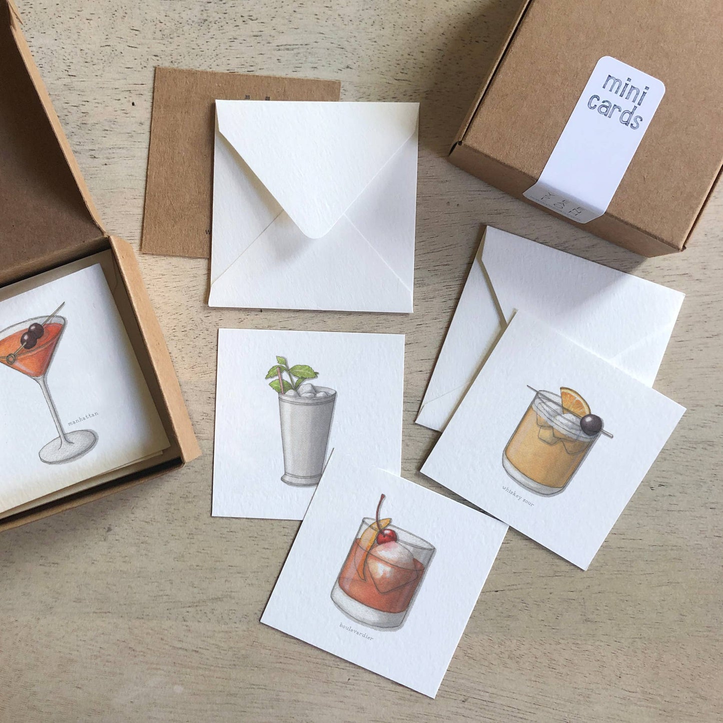 Mini Cards Set / Cocktails . 01 Whiskey & Bourbon