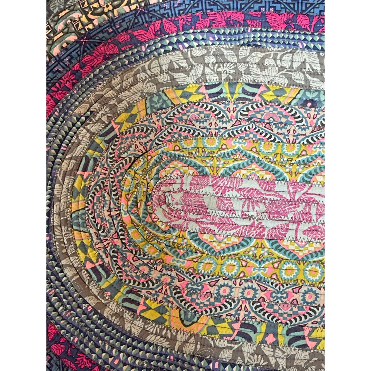 Handmade boho cottage scrap cotton Jelly Roll Accent Floor Rug
