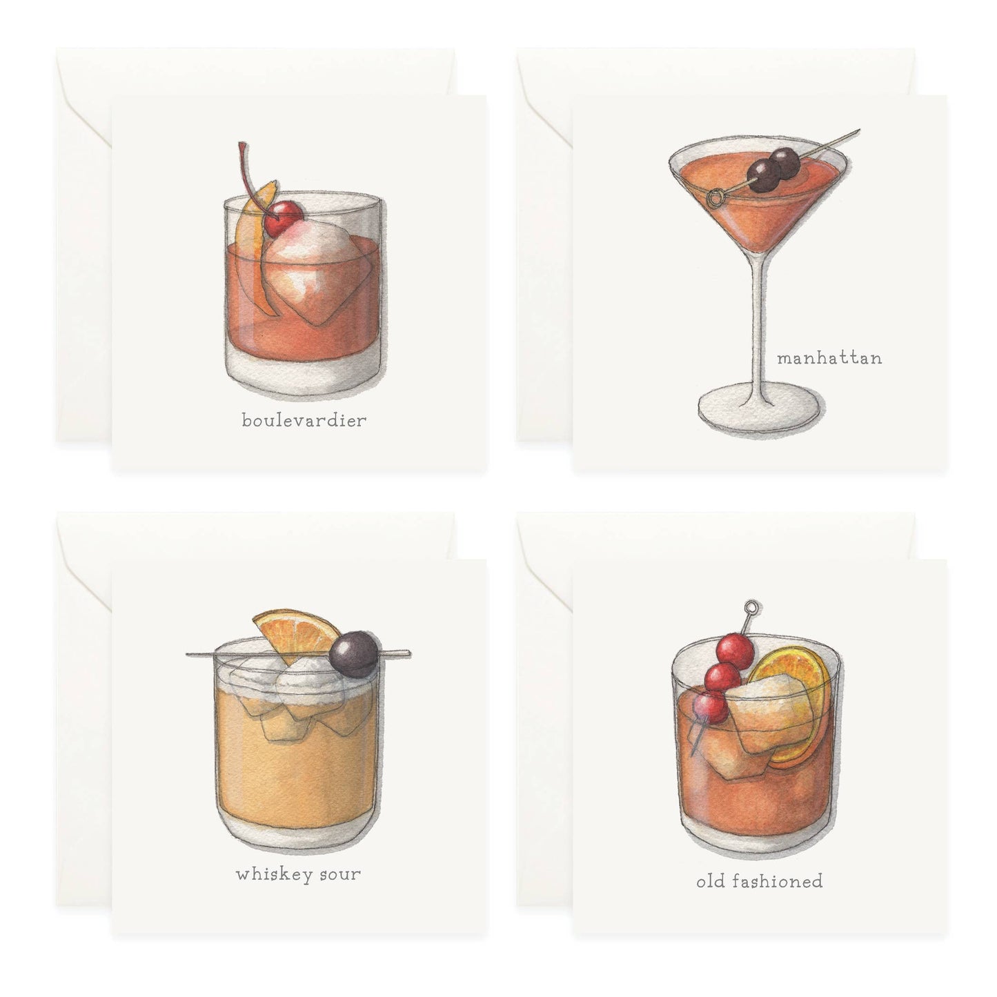 Mini Cards Set / Cocktails . 01 Whiskey & Bourbon