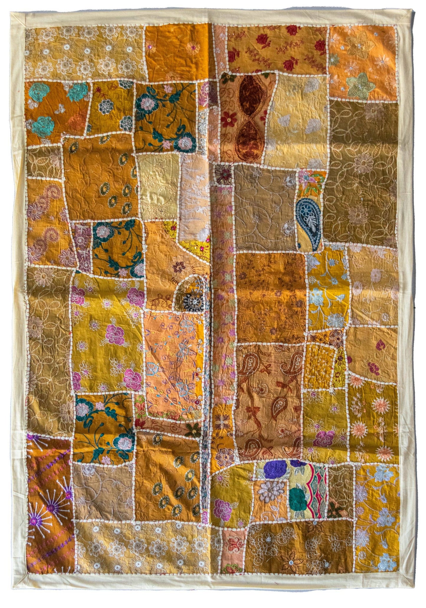 One of A Kind Vintage Textile Table Cover 43"W x 63"L