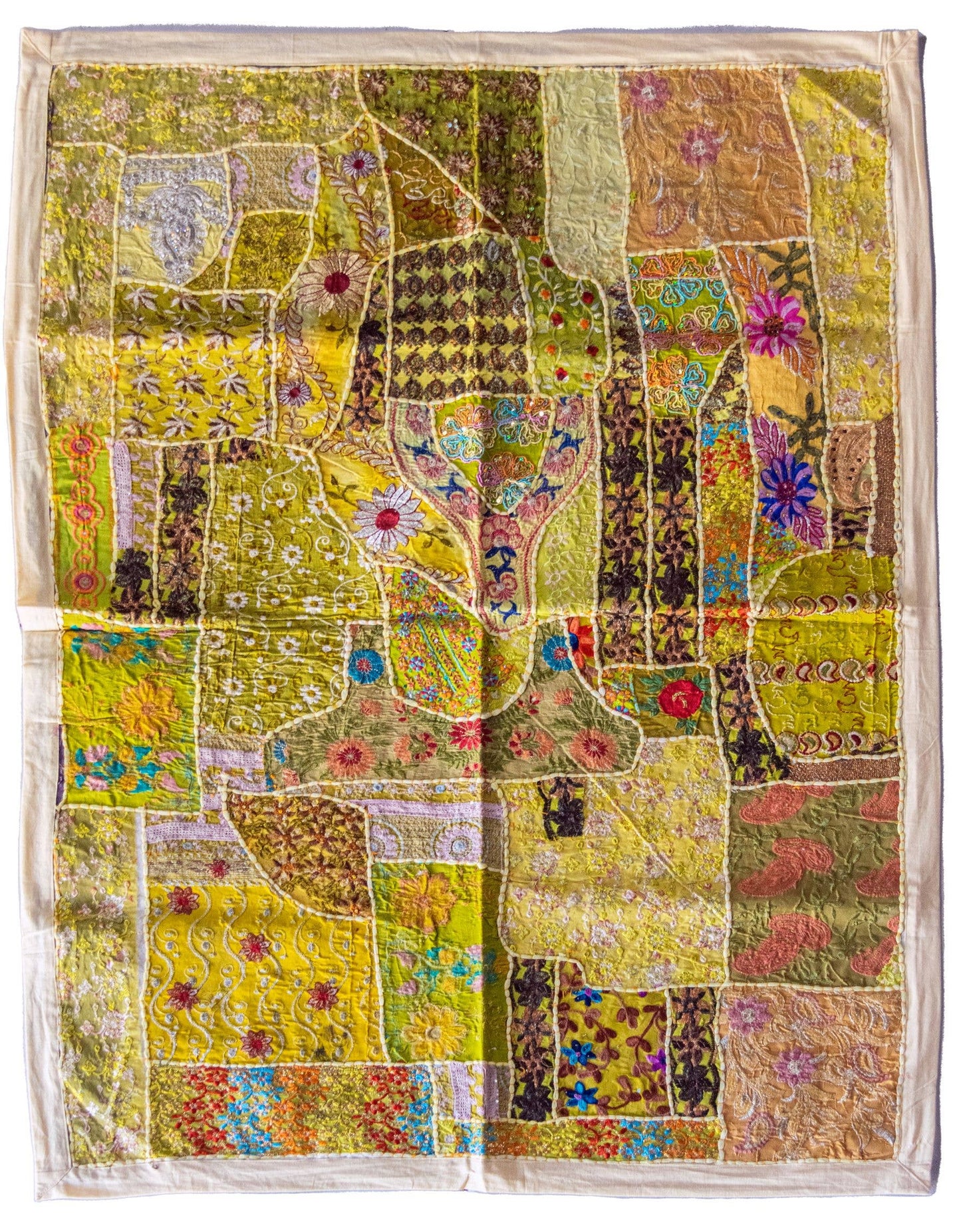 One of A Kind Vintage Textile Table Cover 43"W x 63"L