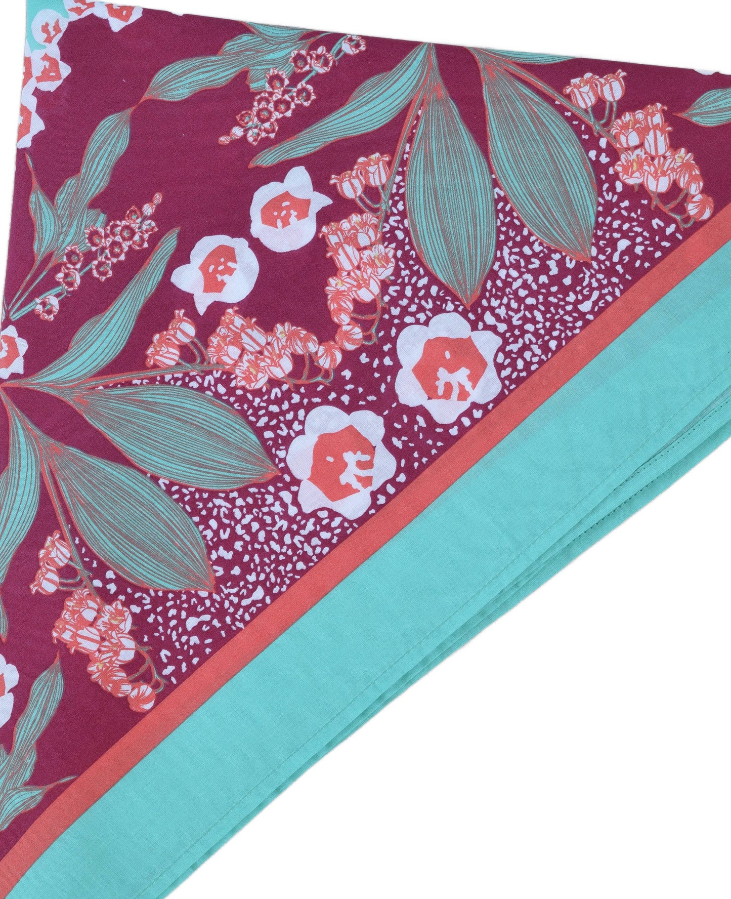 Lily of the Valley Bandana - 100% Cotton - Red and Teal