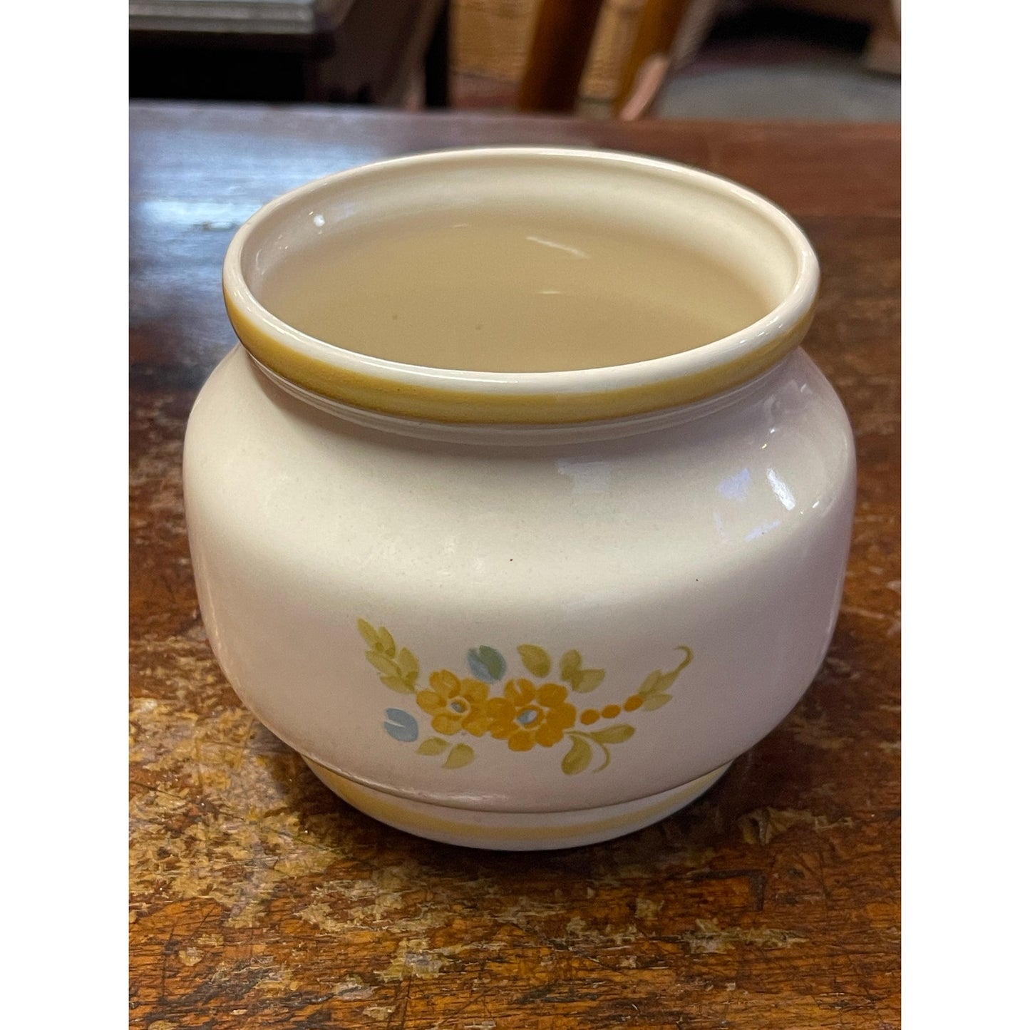 Vintage 1981 FTDA cottagecore ceramic hand painted floral planter pot vase