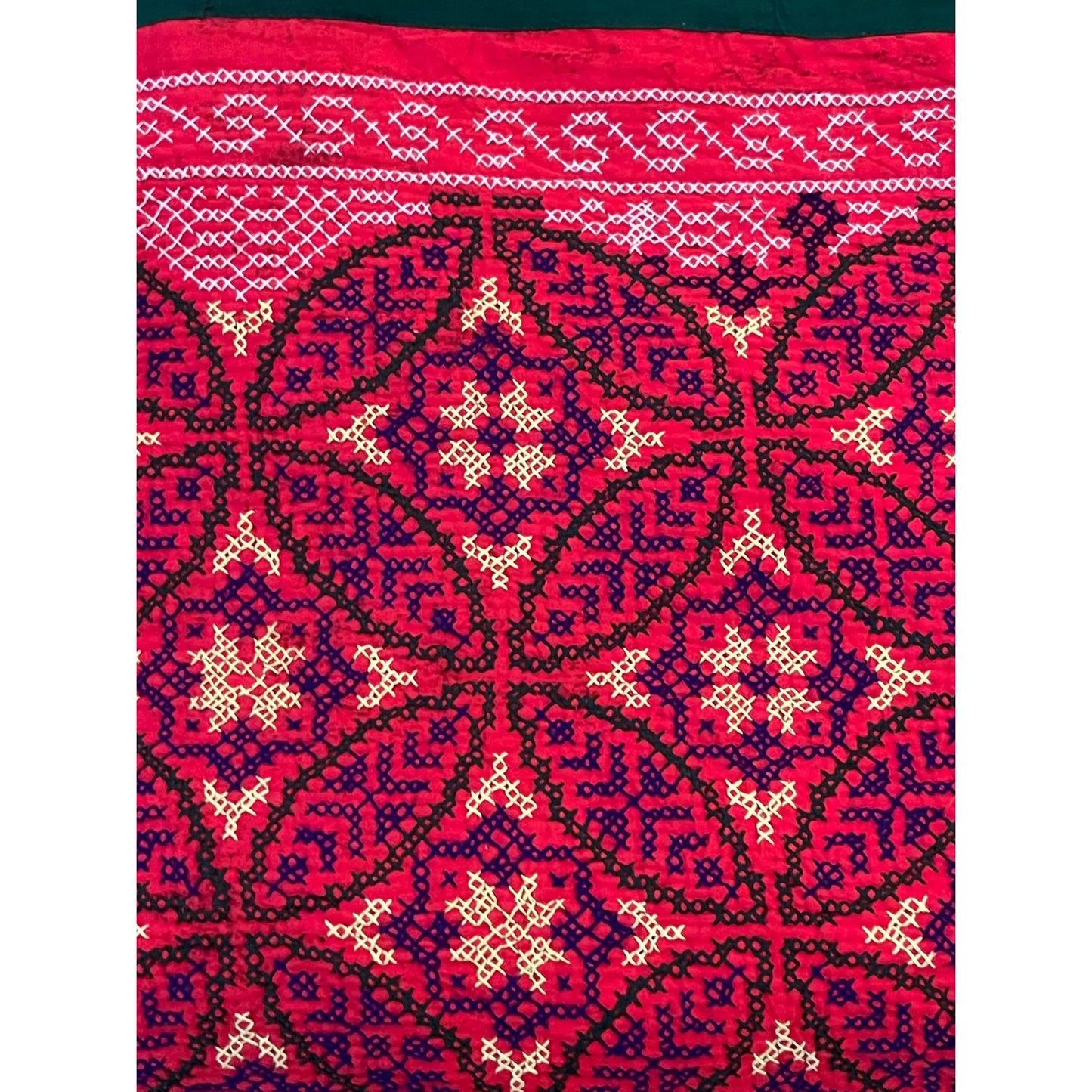 Uzbekistan Suzani handstitched table clothe throw blanket bed spread 7' x 5'