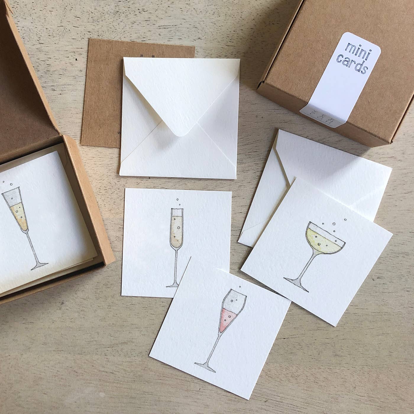 Mini Cards Set / Champagne . Glasses