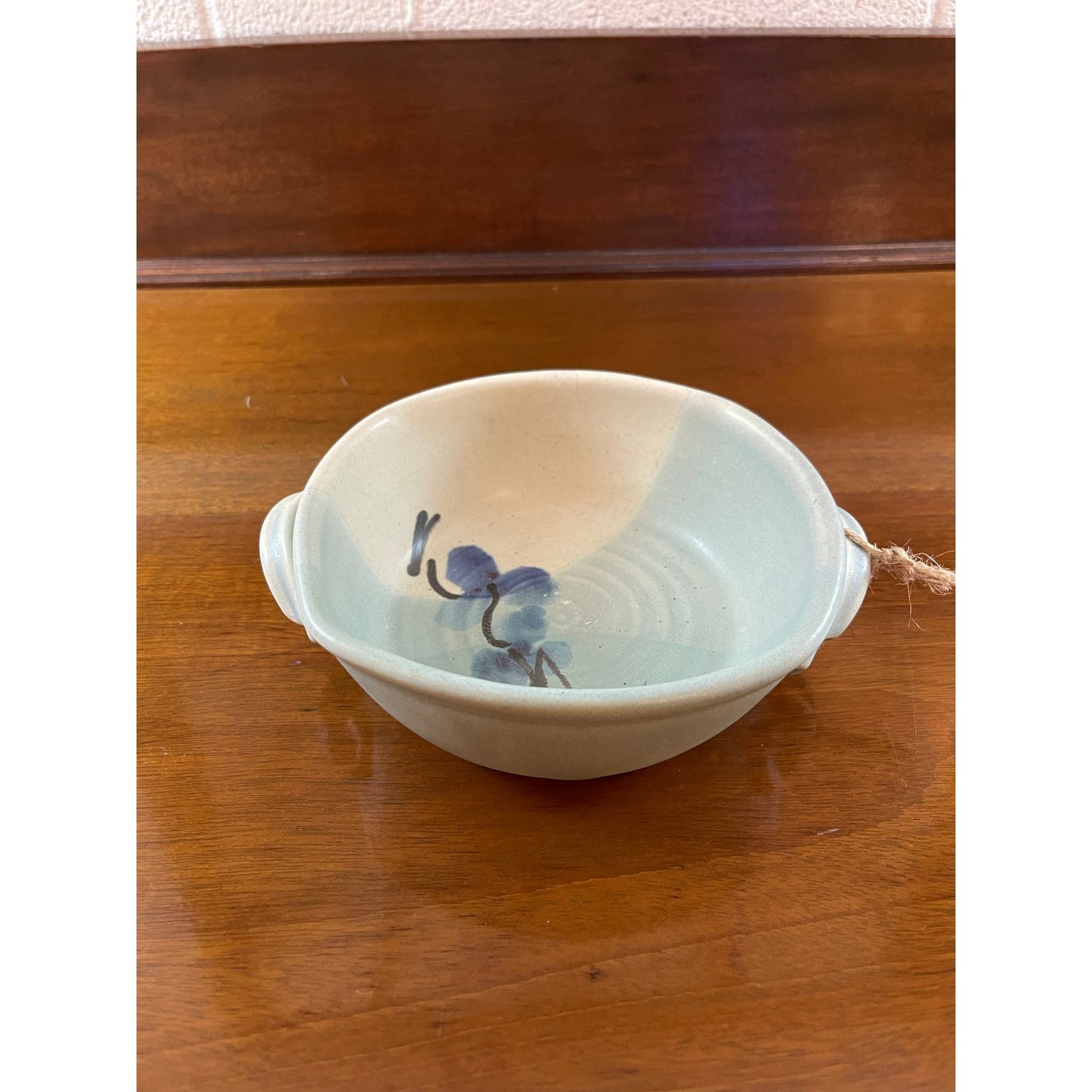 Follette Pottery handmade hand painted double handle 7" bowl