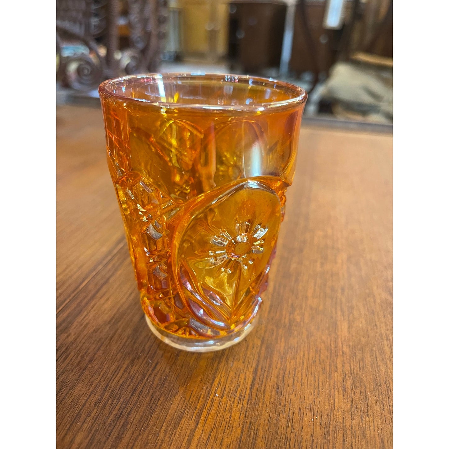 Vintage Imperial Marigold Iredescent Carnival Glass Tumbler set of 6