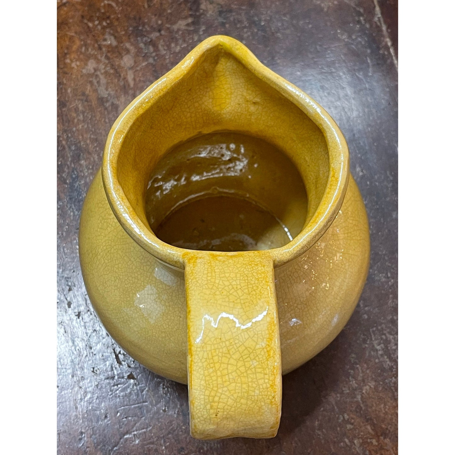 Vintage Earthenware Ceramic Handled Crackle Glaze Pitcher Vase