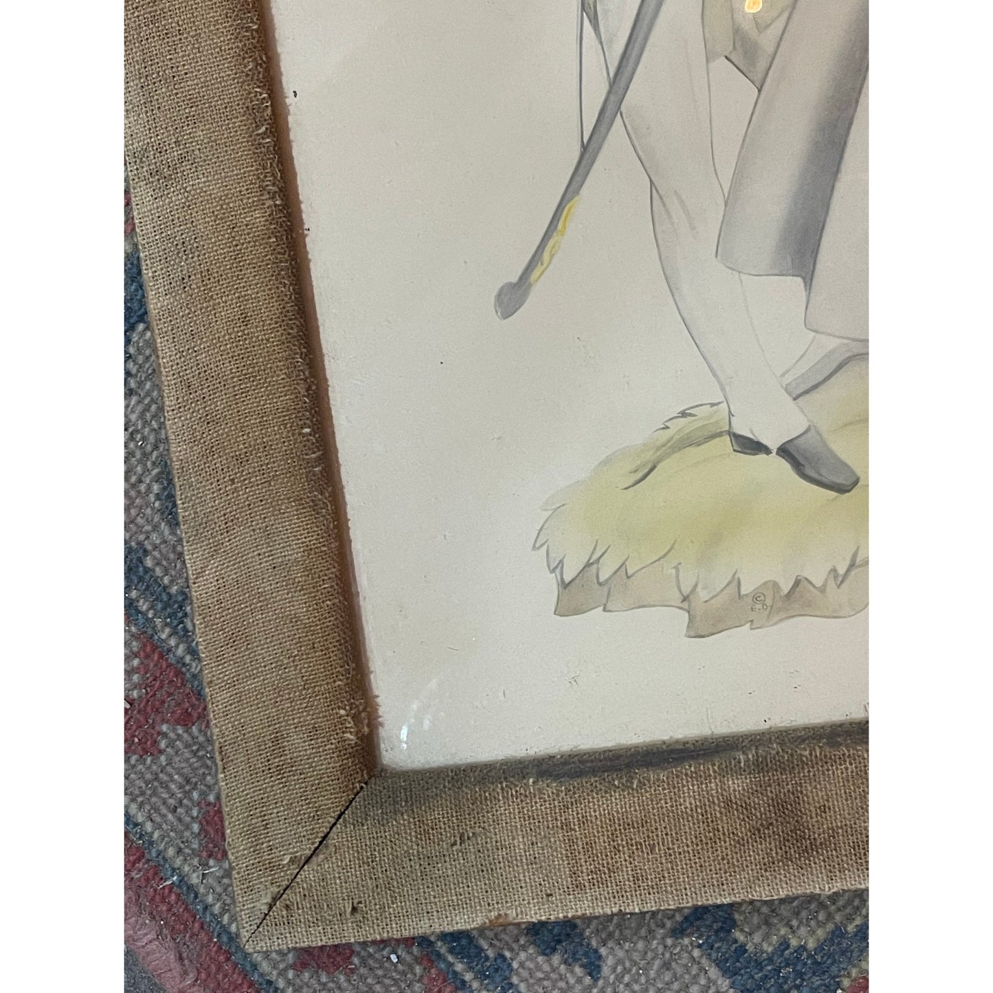 Vintage 1941 Milton A. Bleier Soldier & Sweetheart Watercolor framed painting