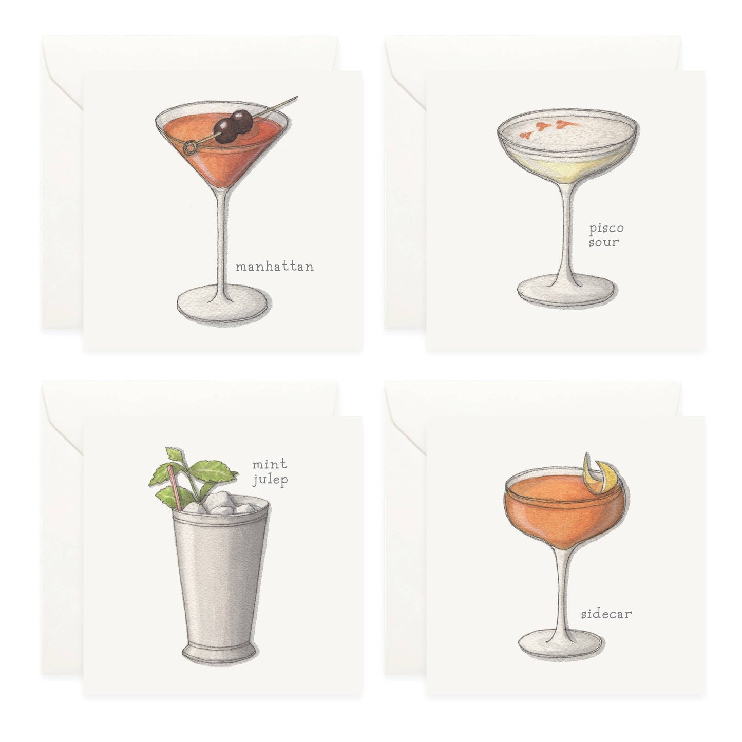 Mini Cards Set / Cocktails . 01 Whiskey & Bourbon
