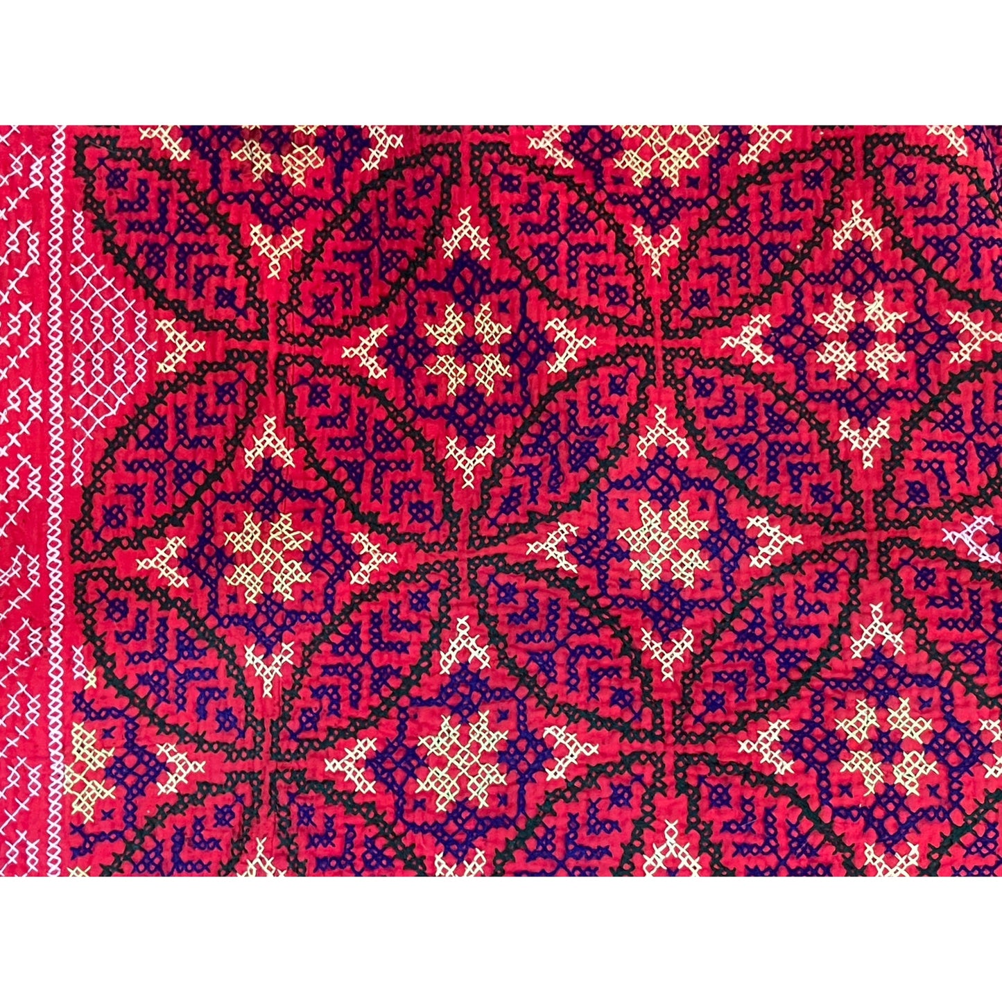 Uzbekistan Suzani handstitched table clothe throw blanket bed spread 7' x 5'