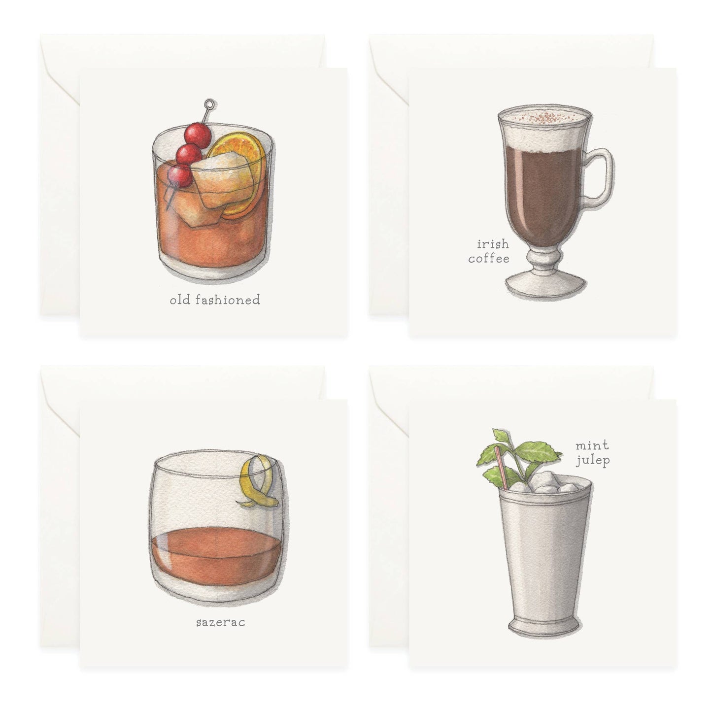 Mini Cards Set / Cocktails . 01 Whiskey & Bourbon