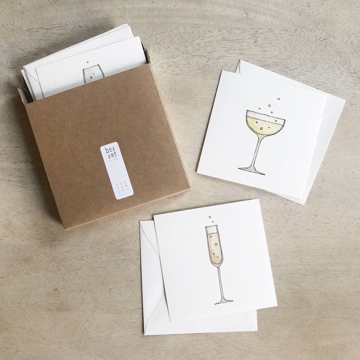 Box Set Cards / Champagne . Glasses