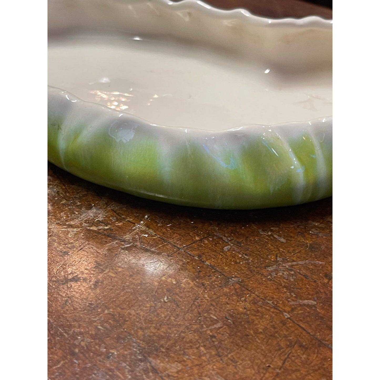 Vintage MCM Mid-Century Haeger Pottery Ceramic Scalloped Console Catch all Bowl