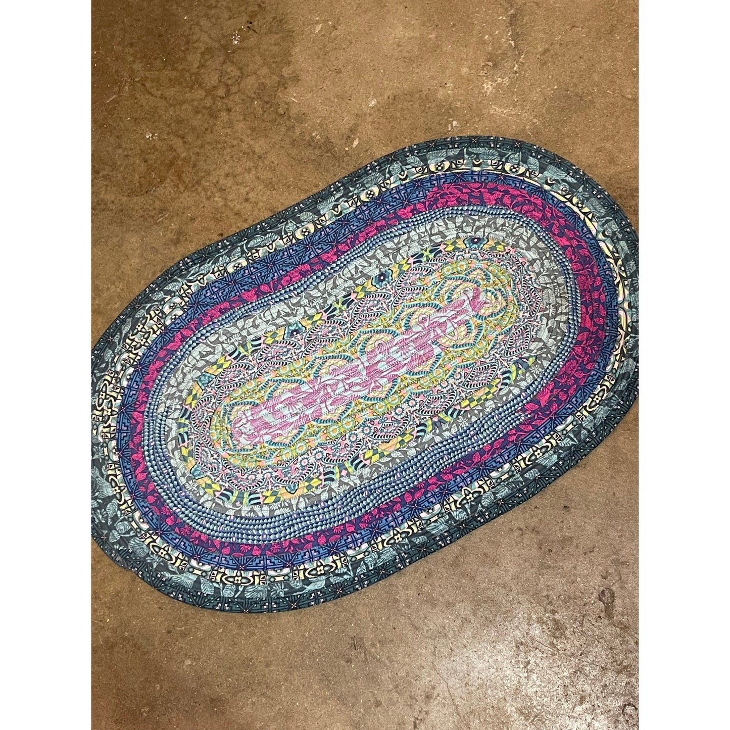 Handmade boho cottage scrap cotton Jelly Roll Accent Floor Rug