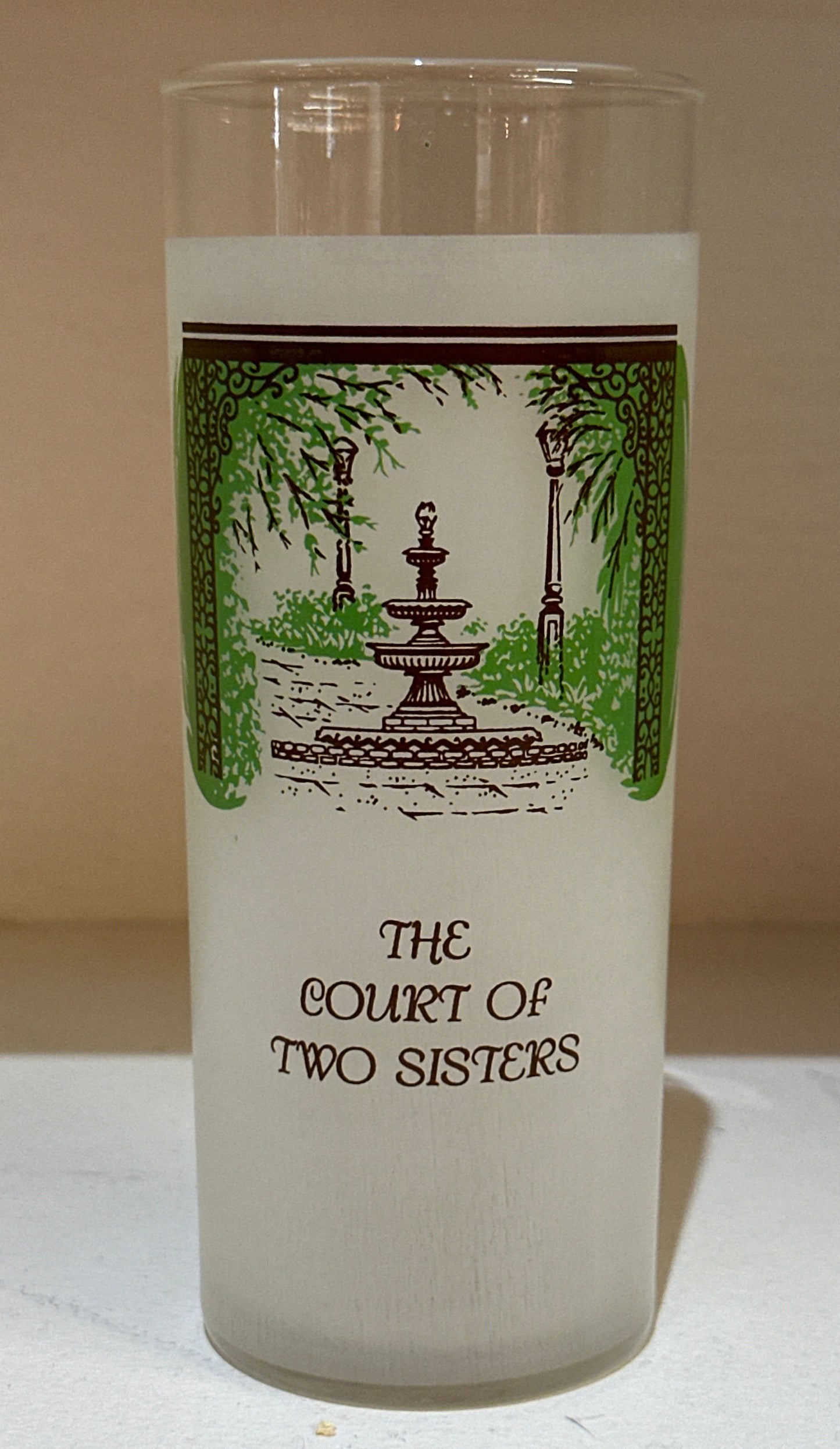 Court of Two Sisters Frosted Glass
