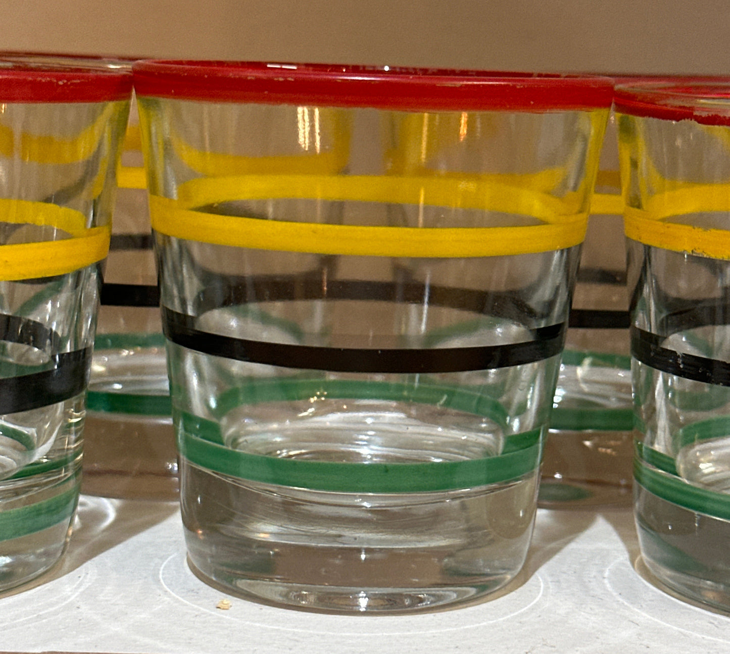 1940’s Anchor Hocking Ring Ding Circus Stipe Glass Set