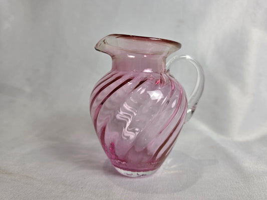 Vintage Pink Hand Blown Glass, Juice, Milk, Syrup CSHW