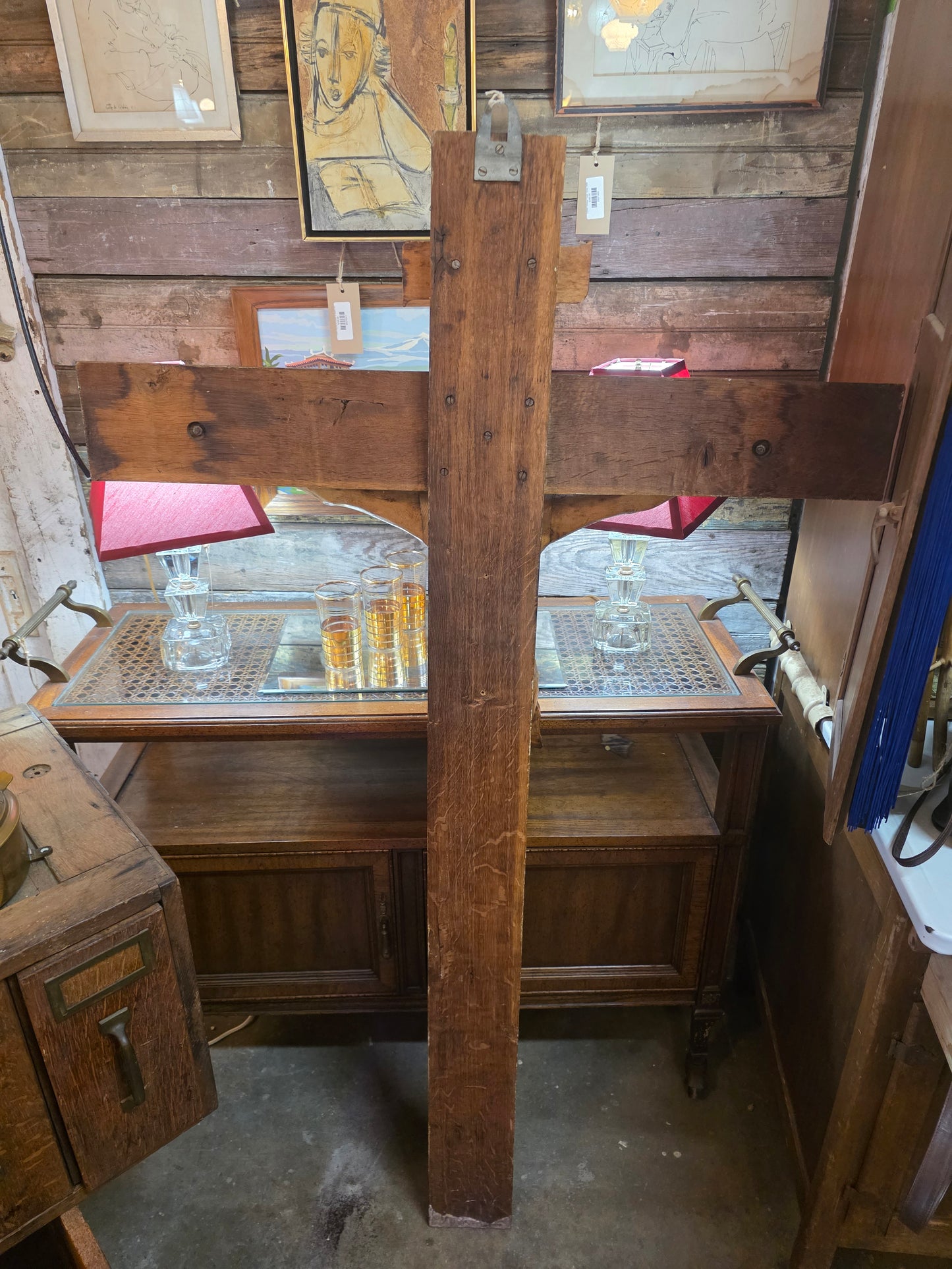 Vtg. Italian Wooden Hand-Carved Crucifix